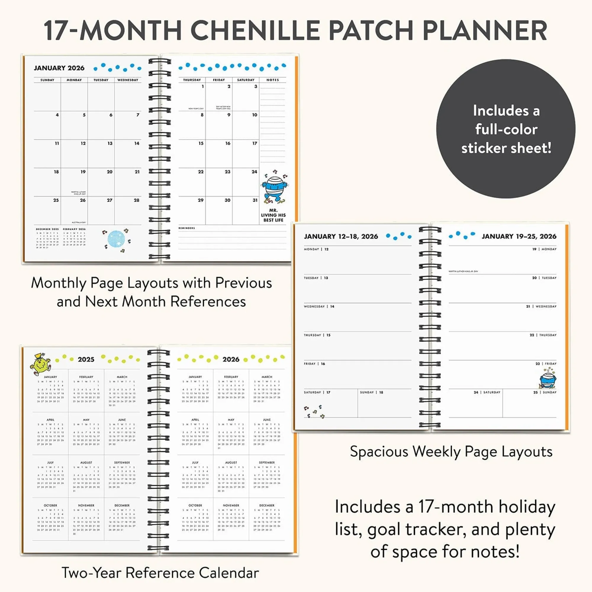 Studio Oh! Mr. Positive x 2026 Thinking Chenille Patch Planner