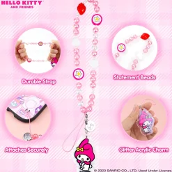 HAMEE My Melody Beaded Charm Mobile Phone Wrist Strap