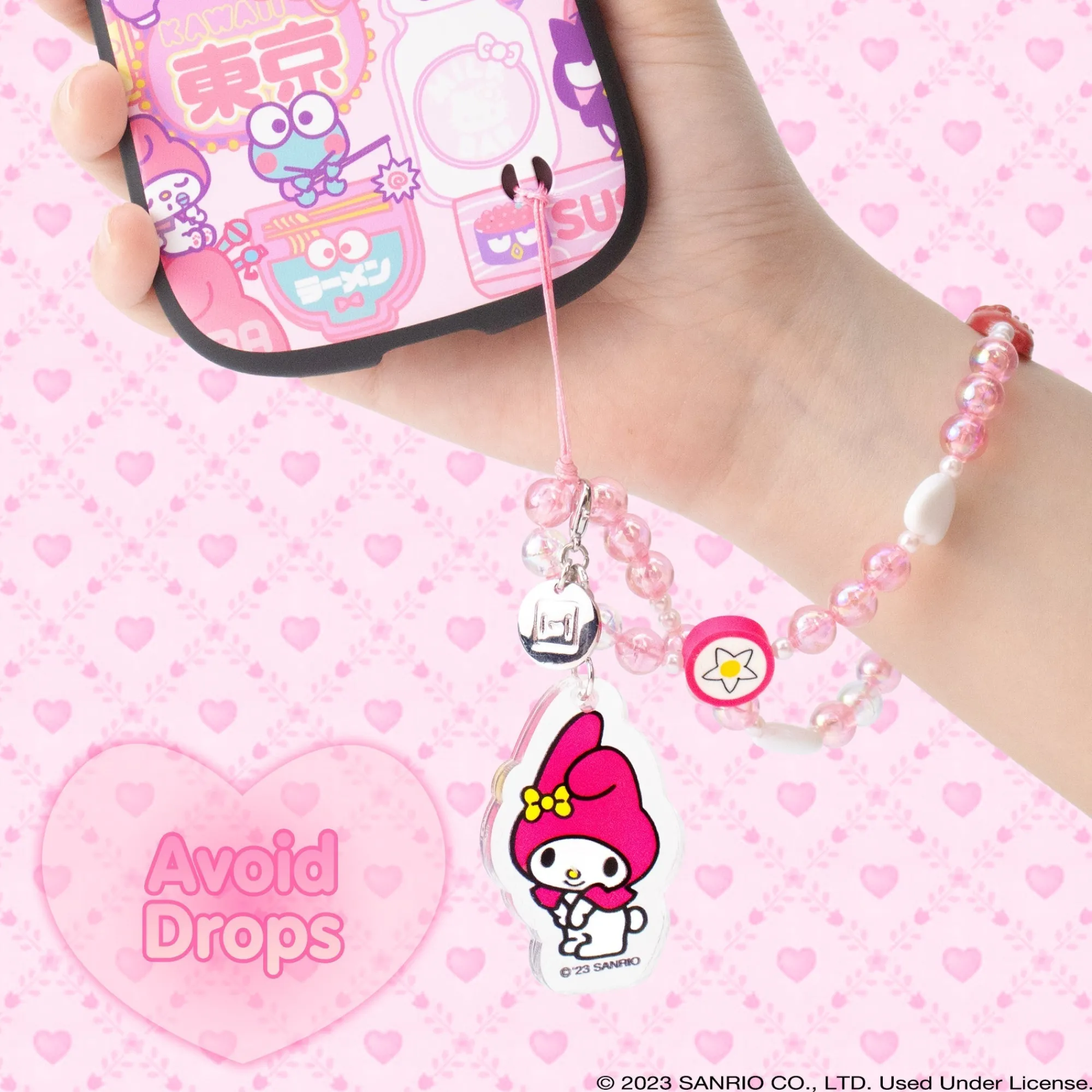 HAMEE My Melody Beaded Charm Mobile Phone Wrist Strap