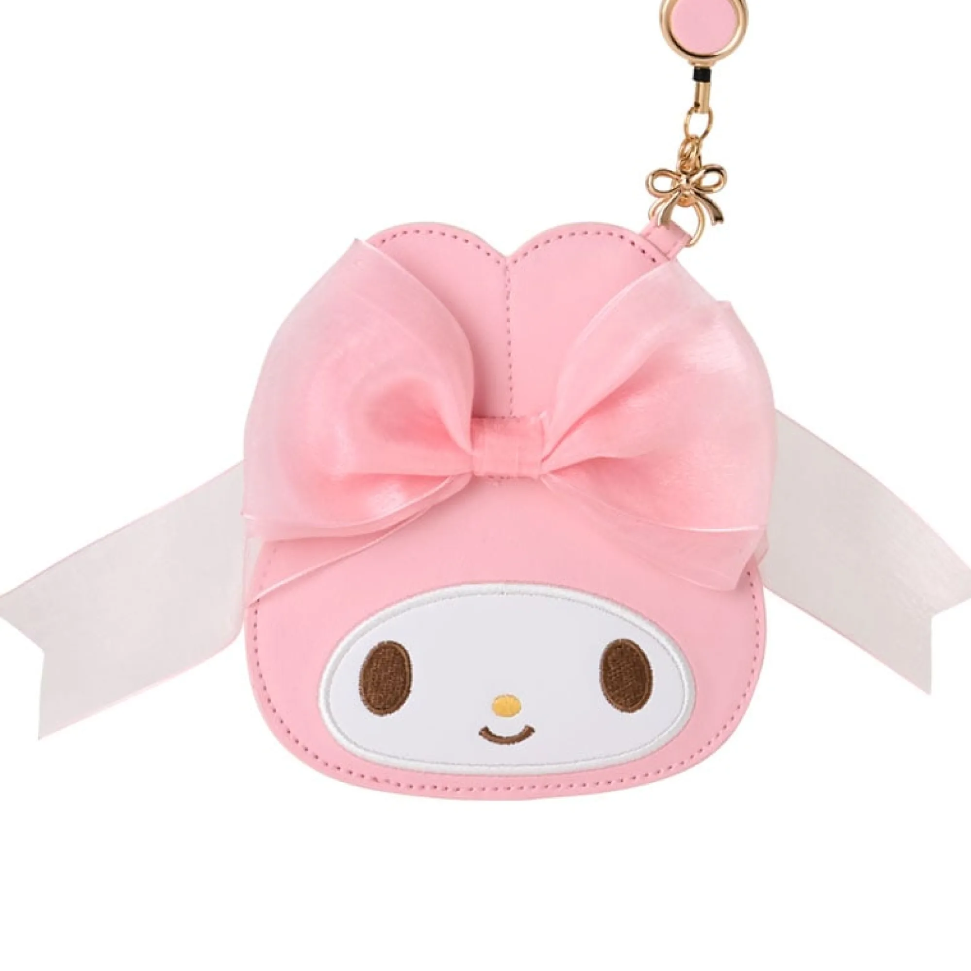 Japan Original My Melody Card Case with Key Reel (50th Anniv. Ribbon Series)