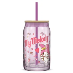 JoyJolt My Melody Favorite Flavor Lidded Glass Tumbler
