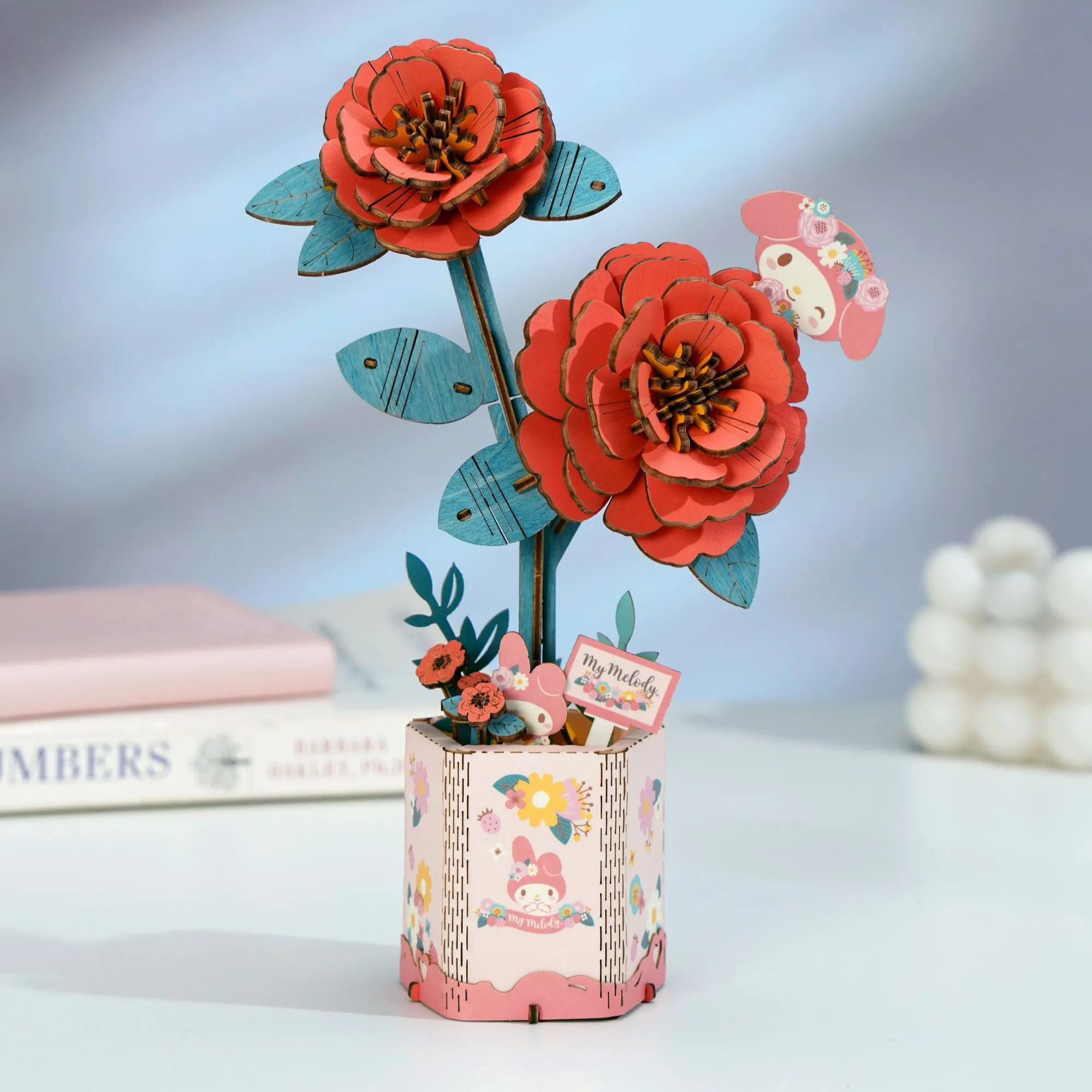 HANDS CRAFT My Melody Red Camellia 3D Wooden Puzzle