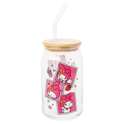 Silver Buffalo My Melody Snacks Bamboo Lidded Glass Tumbler