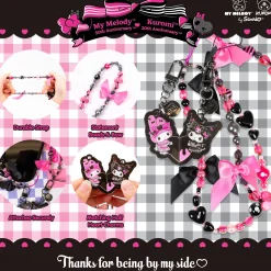 Hamee.com - Hamee US My Melody 50th & Kuromi 20th Anniversary 2-pc Bead Charm Strap Set