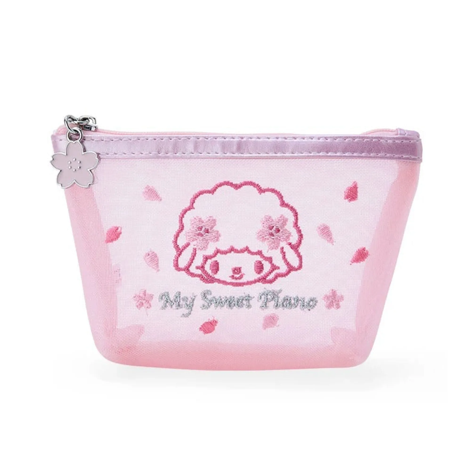 Japan Original My Sweet Piano Mesh Zipper Pouch (Pink Sakura Series)