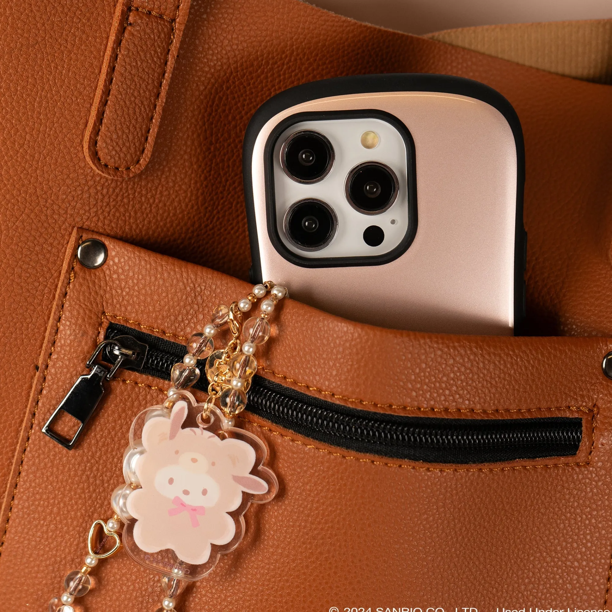 Hamee.com - Hamee US Pochacco Latte Bear Beaded Charm Mobile Phone Wrist Strap