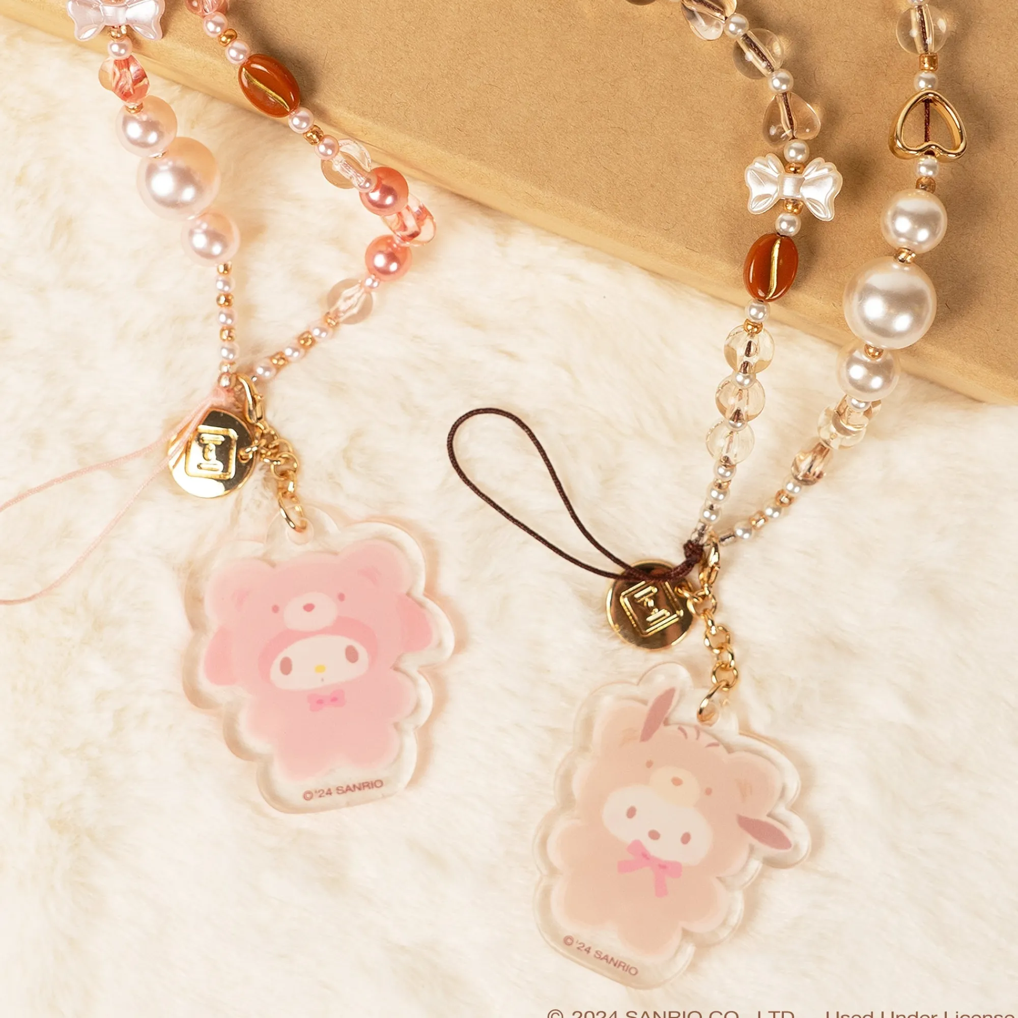 Hamee.com - Hamee US Pochacco Latte Bear Beaded Charm Mobile Phone Wrist Strap