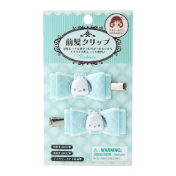 Japan Original Pochacco 2-Piece Hair Clip Set (Quilted Ribbon)