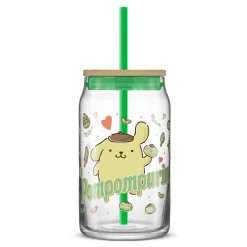 JoyJolt Pompompurin Favorite Flavor Lidded Glass Tumbler