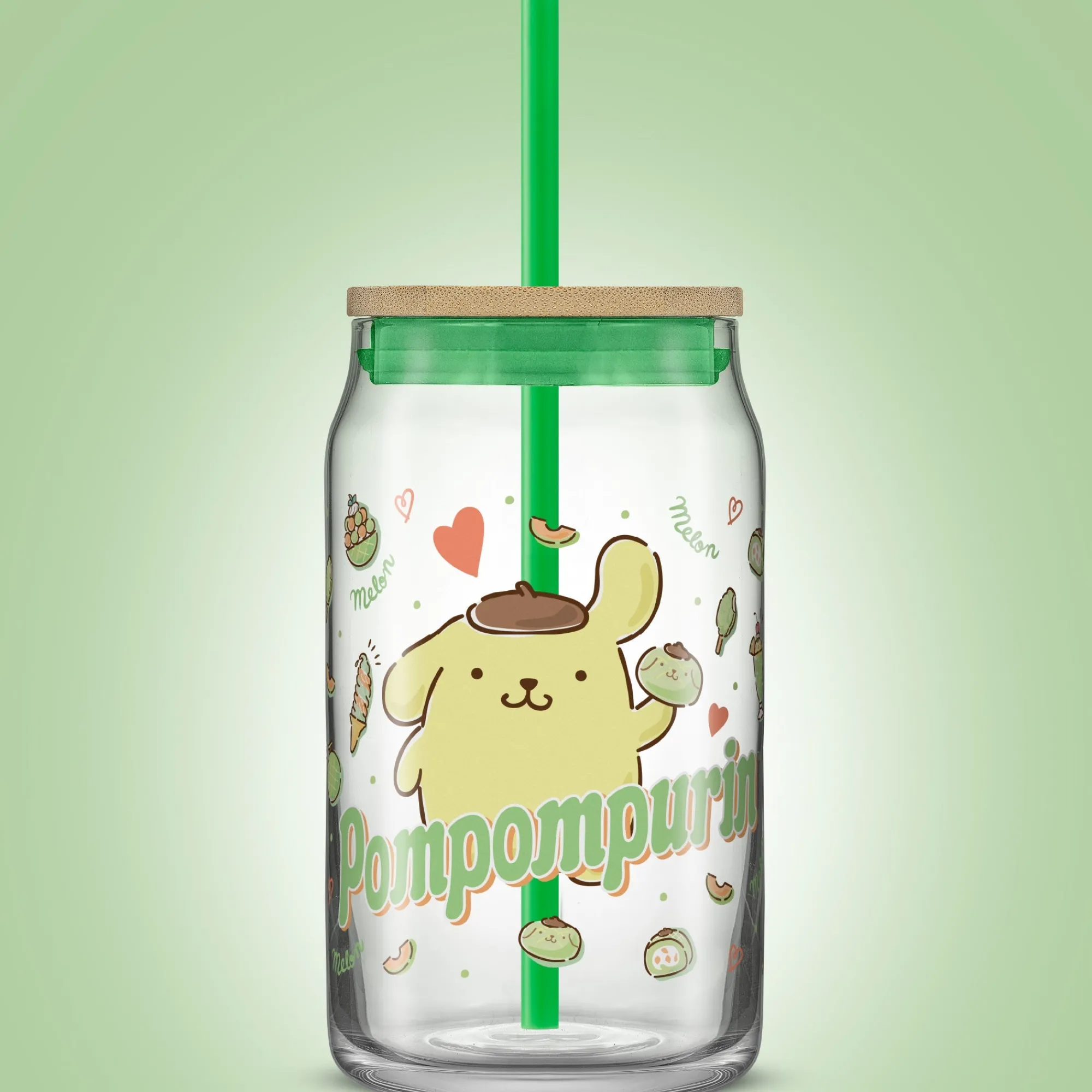 JoyJolt Pompompurin Favorite Flavor Lidded Glass Tumbler