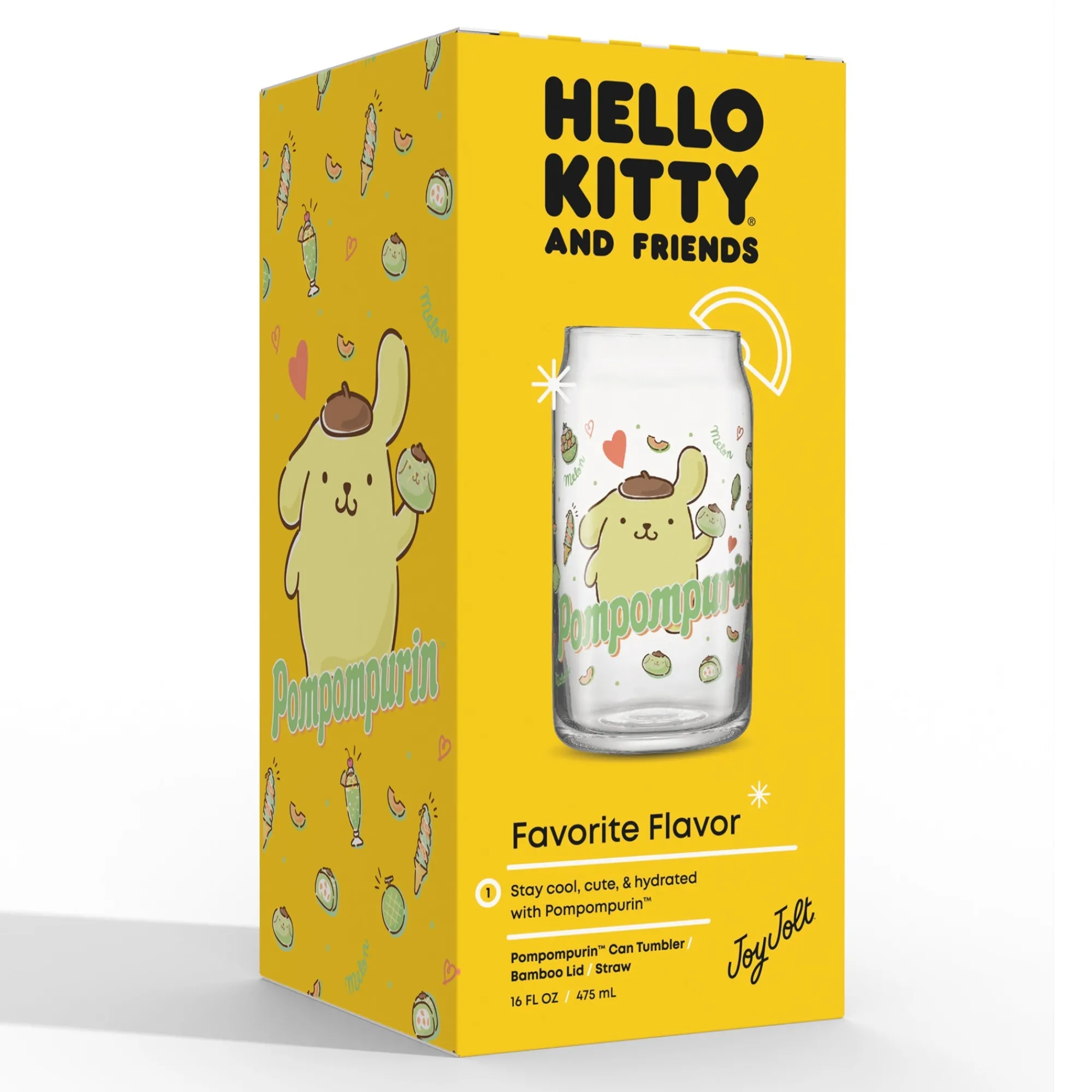 JoyJolt Pompompurin Favorite Flavor Lidded Glass Tumbler