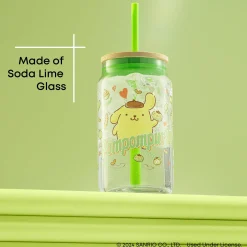 JoyJolt Pompompurin Favorite Flavor Lidded Glass Tumbler