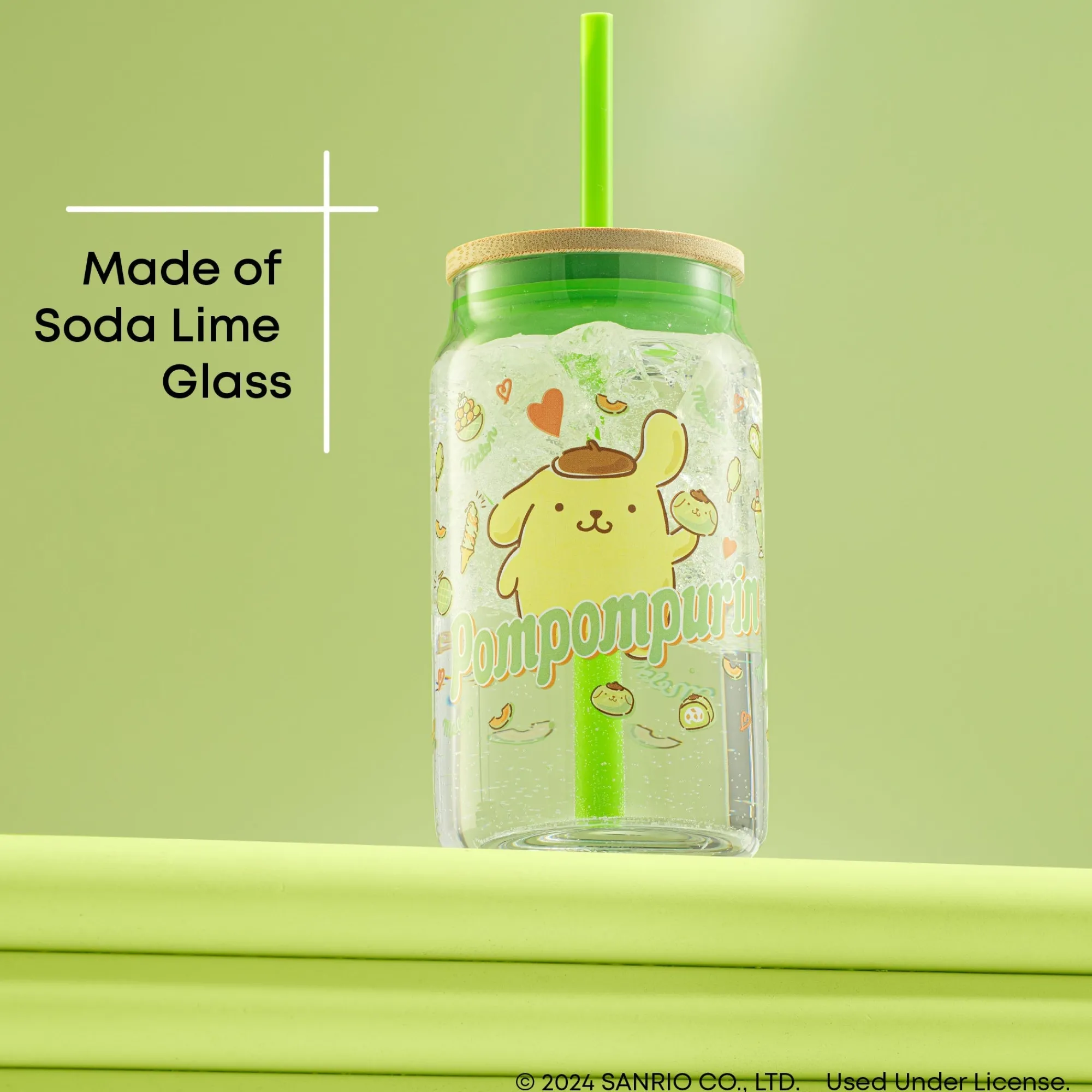 JoyJolt Pompompurin Favorite Flavor Lidded Glass Tumbler