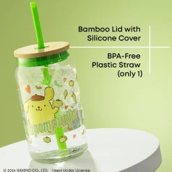JoyJolt Pompompurin Favorite Flavor Lidded Glass Tumbler
