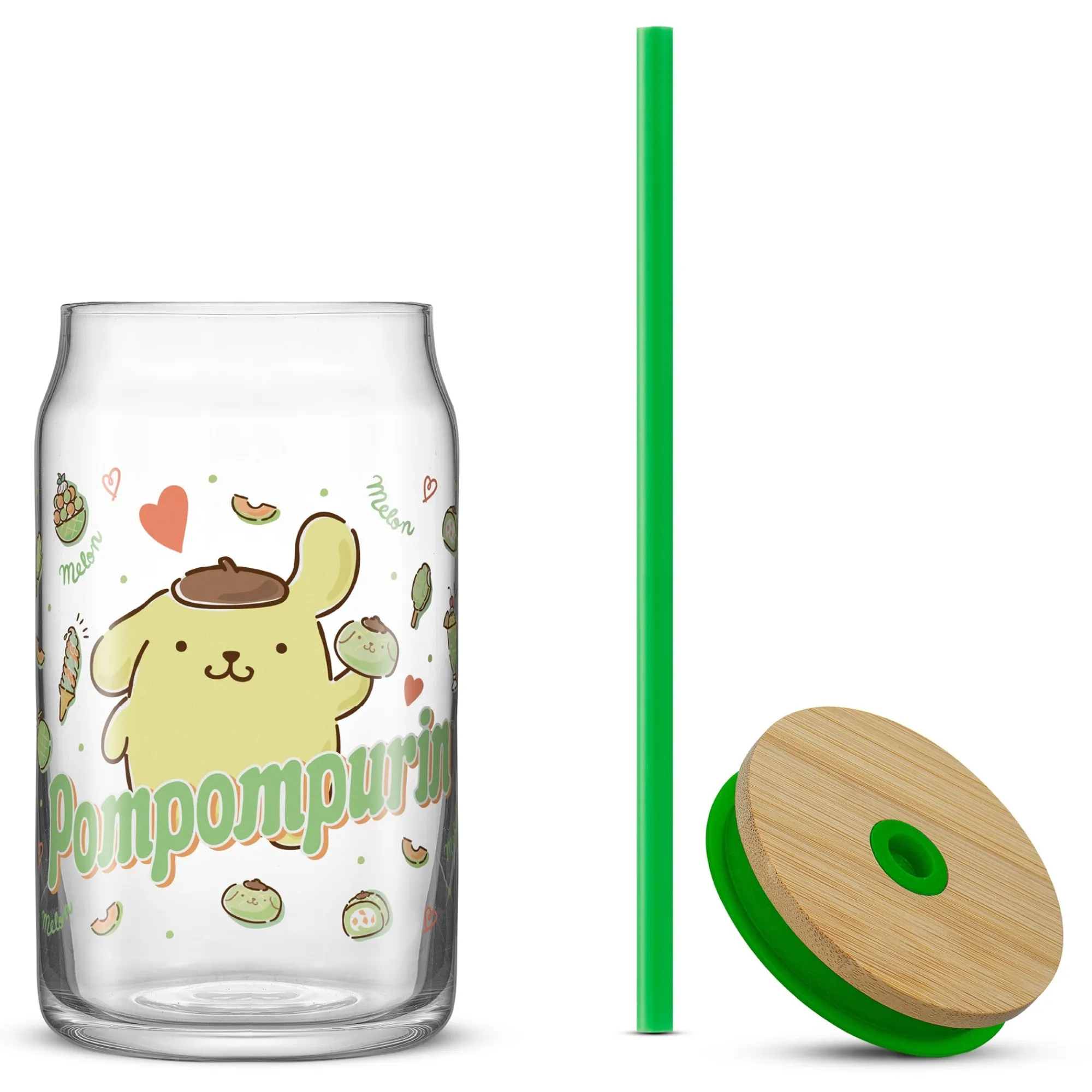 JoyJolt Pompompurin Favorite Flavor Lidded Glass Tumbler