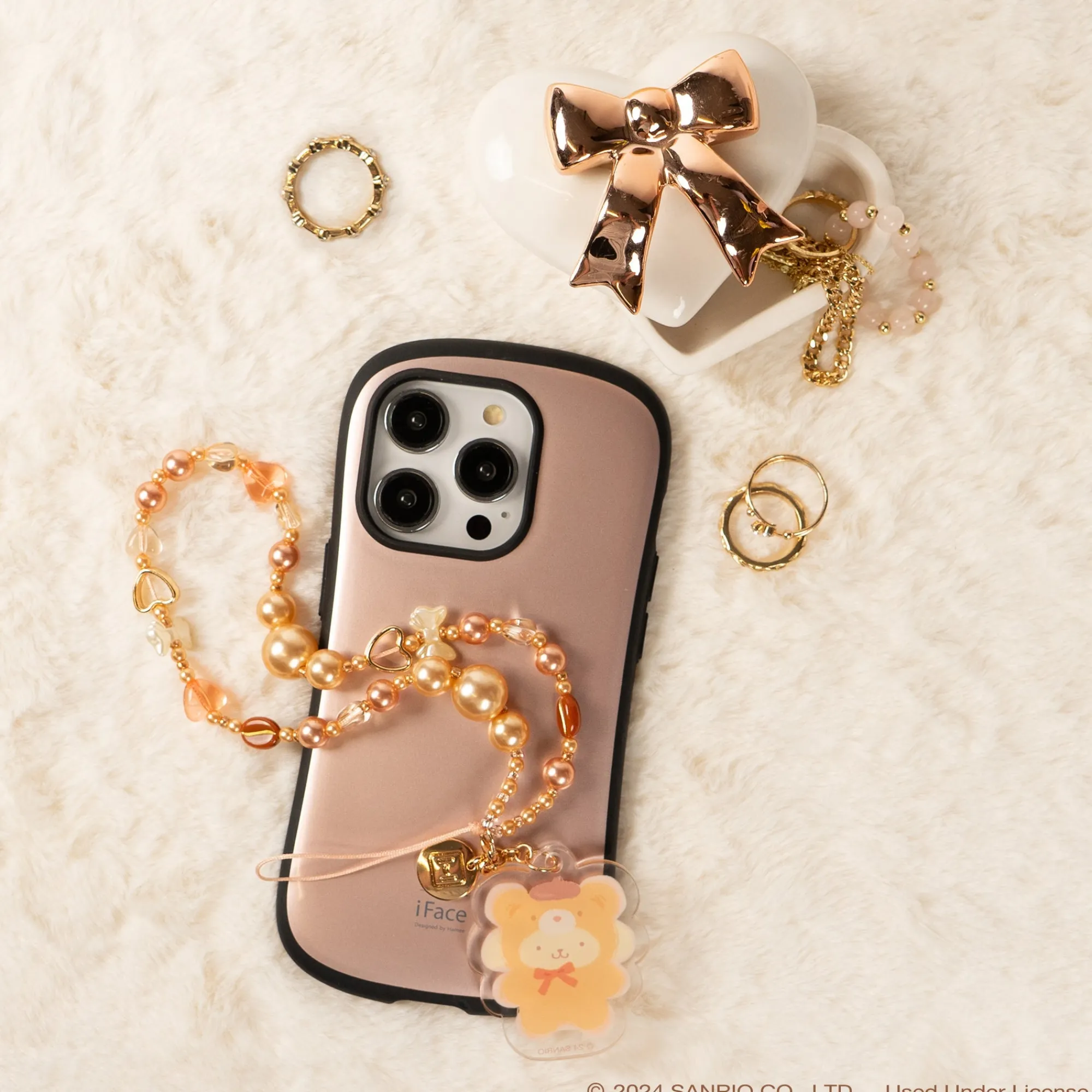 Hamee.com - Hamee US Pompompurin Latte Bear Beaded Charm Mobile Phone Wrist Strap