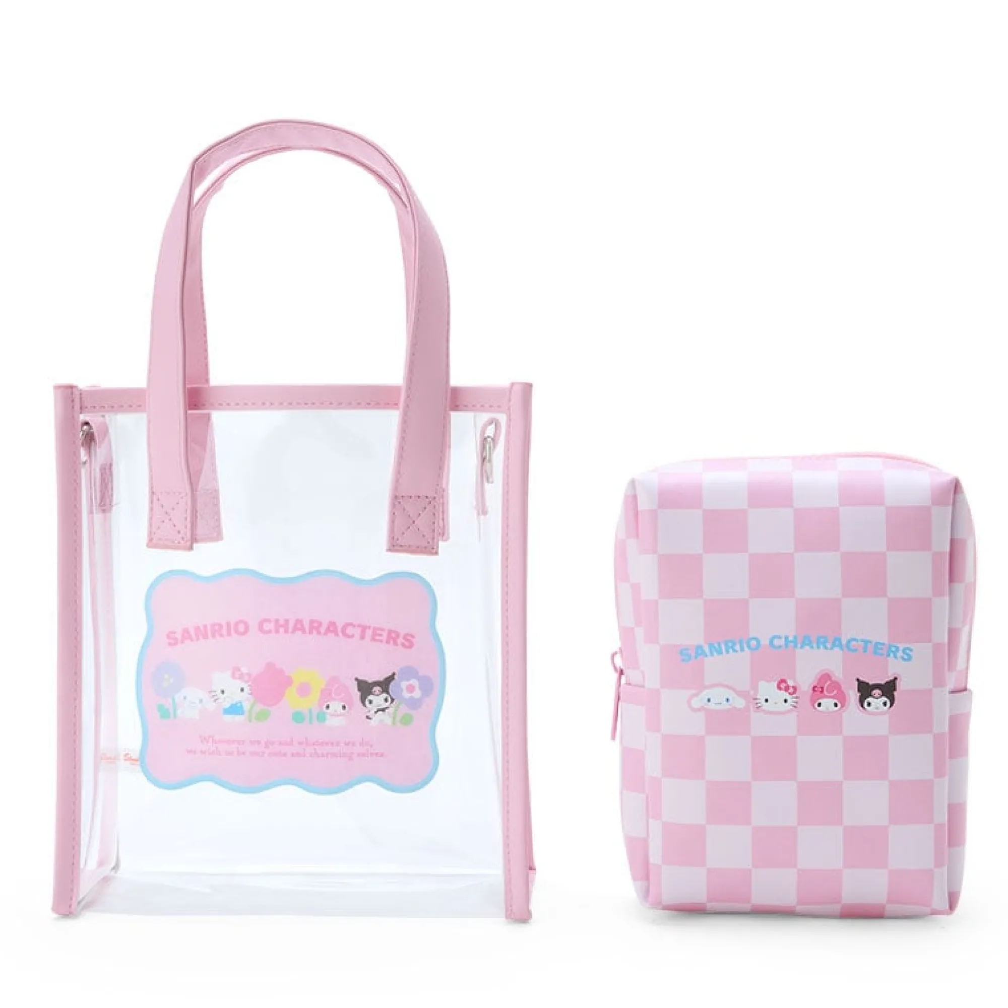 Japan Original Sanrio Characters Clear Convertible Mini Tote (Pastel Check Series)
