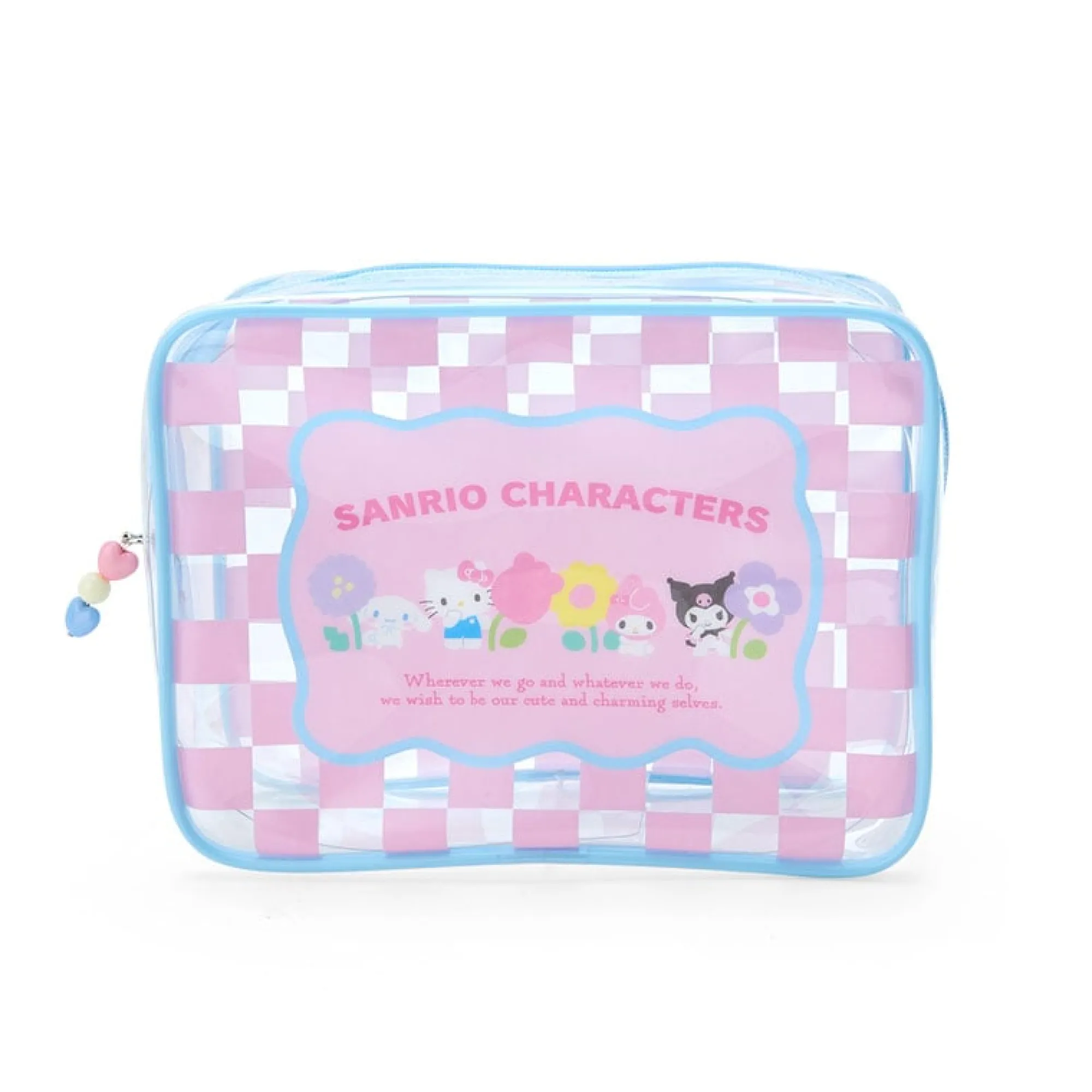 Japan Original Sanrio Characters Clear Zipper Pouch (Pastel Check Series)