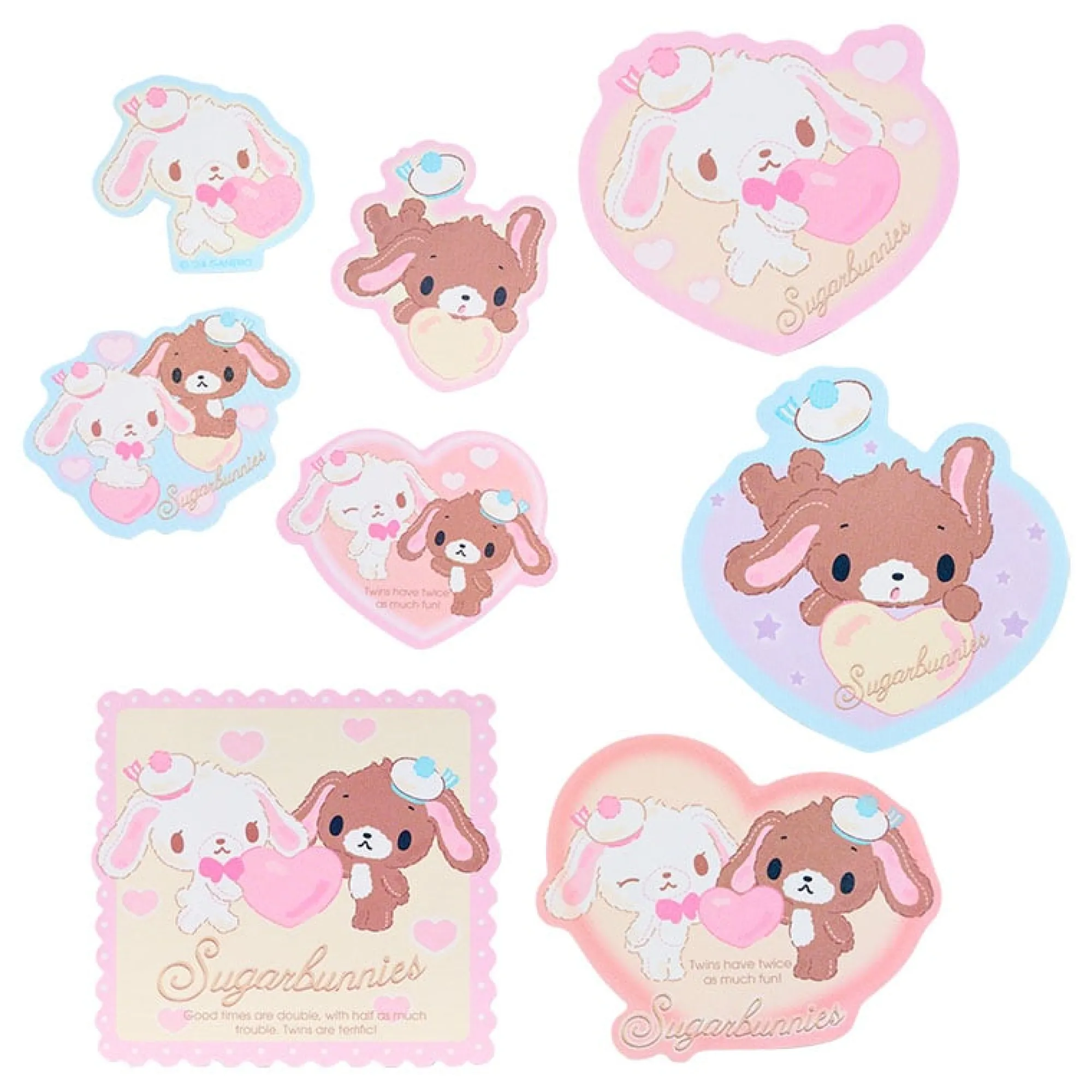 Japan Original Sugarbunnies 16-pc Sticker Pack (Heisei Fluffy Heart Series)